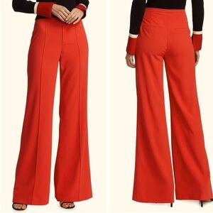 LOVERS & FRIENDS High Rise Wide Leg Linen Trouser Pants in Red Size S/28